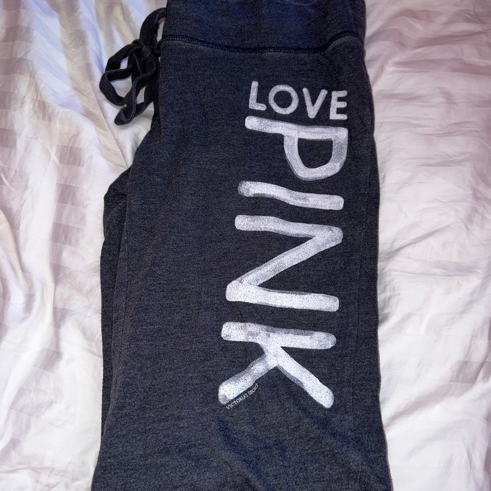 Pink Victoria’s Secret Dark Gray Sweatpants XS
